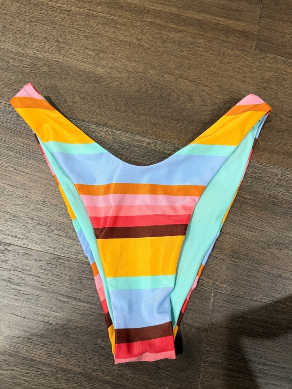Aerie Striped Cheekier High Cut Bikini Bottom in Multicolor Size S